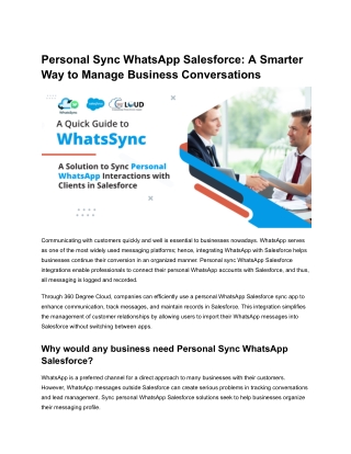 Personal Sync WhatsApp Salesforce A Smarter Way to Manage Business Conversations