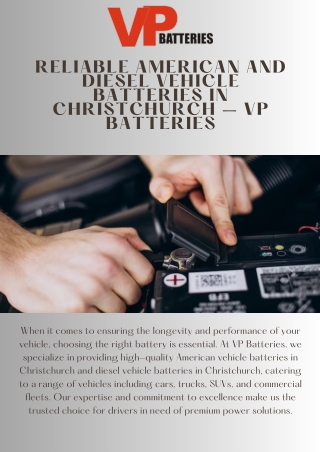 Find the Best American Vehicle Battery in Christchurch – Reliable & Affordable