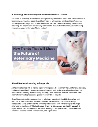 Is Technology Revolutionizing Veterinary Medicine