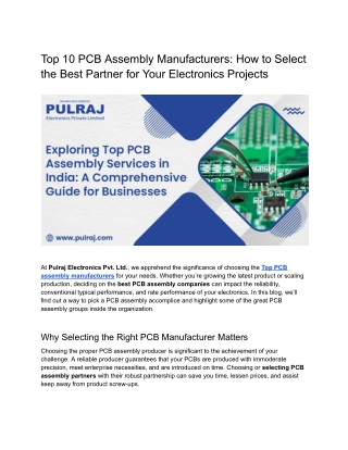 Top 10 PCB Assembly Manufacturers_ How to Select the Best Partner for Your Electronics Projects