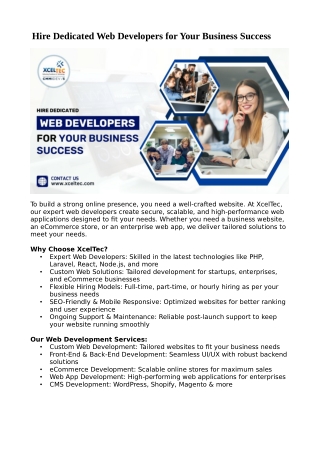 Hire Dedicated Web Developers for Your Business Success