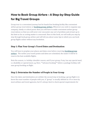 How to Book Group Airfare – A Step-by-Step Guide for Big Tra
