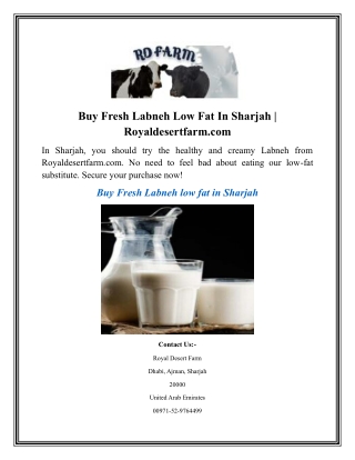 Buy Fresh Labneh Low Fat In Sharjah  Royaldesertfarm.com