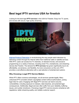 Best legal IPTV service USA for firestick