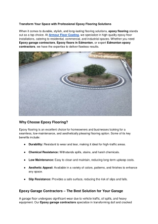 Transform Your Space with Professional Epoxy Flooring Solutions