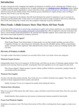 Pitco Foods: A Bulk Grocery Store That Meets All Your Needs