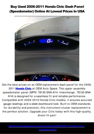 Buy OEM Used Dash Panels & Climate Control Modules for Honda Civic & Dodge Ram 1500 at the Best Prices in the USA