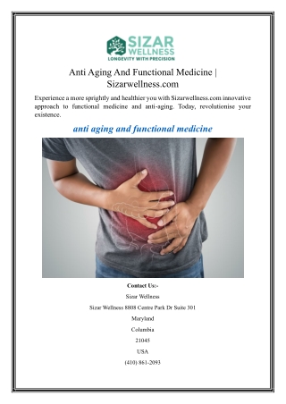 Anti Aging And Functional Medicine  Sizarwellness.com