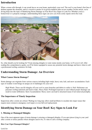 Identifying Storm Damage on Your Roof: Key Signs to Look For