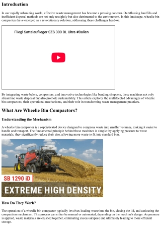 Revolutionizing Waste Disposal: The Power of Wheelie Bin Compactors