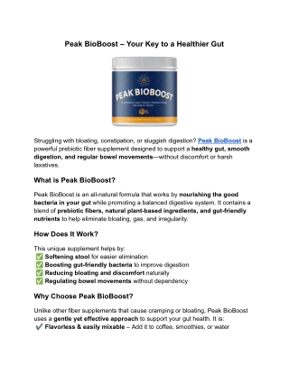 Peak BioBoost – Your Key to a Healthier Gut