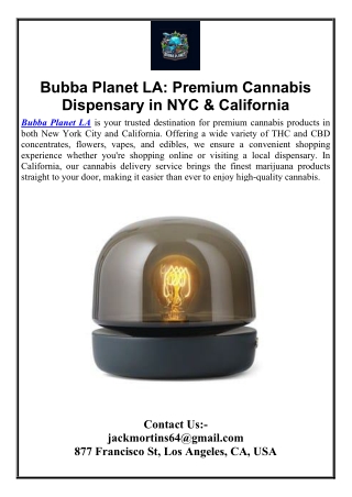 Bubba Planet LA: Premium Cannabis Dispensary in NYC & California