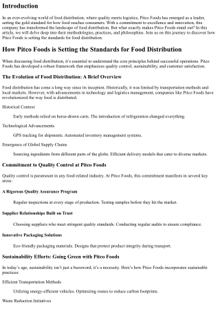 How Pitco Foods is Setting the Standards for Food Distribution