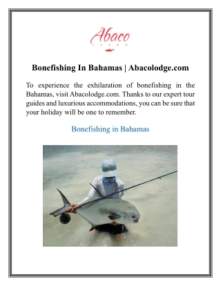Bonefishing In Bahamas  Abacolodge.com
