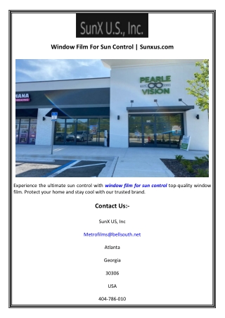 Window Film For Sun Control  Sunxus.com