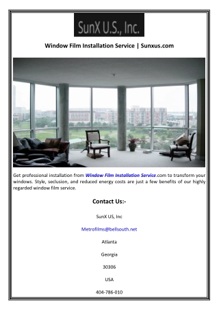 Window Film Installation Service  Sunxus.com