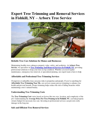 Expert Tree Trimming and Removal Services in Fishkill, NY – Arborx Tree Service