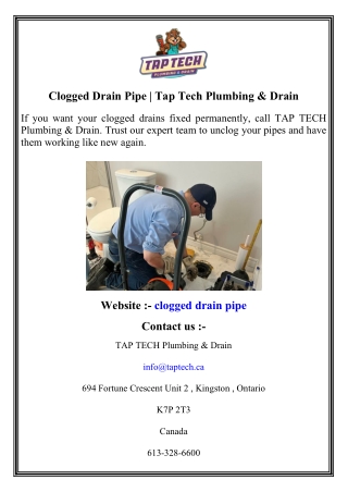Clogged Drain Pipe   Tap Tech Plumbing & Drain