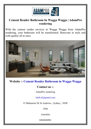 Cement Render Bathroom In Wagga Wagga   AdamPro rendering