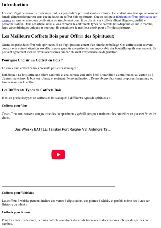 Les Meilleurs Coffrets Bois pour Offrir des Spiritueux