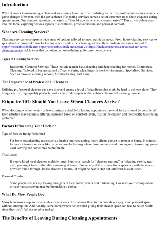 Etiquette 101: Should You Leave When Cleaners Arrive?