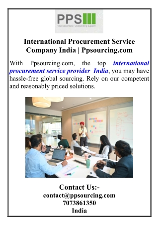 International Procurement Service Company India | Ppsourcing.com