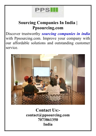 Sourcing Companies In India | Ppsourcing.com