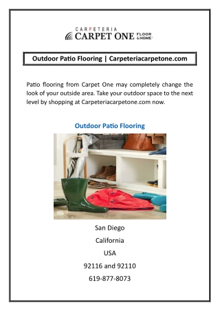 Outdoor Patio Flooring | Carpeteriacarpetone.com