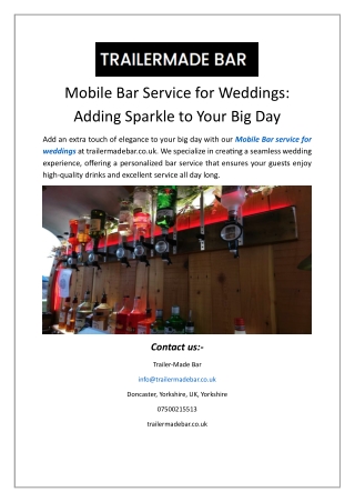 Mobile Bar Service for Weddings: Adding Sparkle to Your Big Day