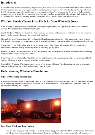 Why You Should Choose Pitco Foods for Your Wholesale Needs