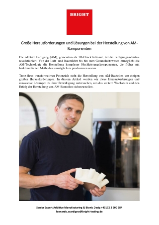 Große Herausforderungen und Lösungen bei der Herstellung von AM