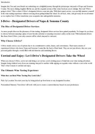 Unwind and Enjoy: Let I-Drive’s Designated Drivers Take the Wheel