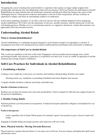 Self-Care Practices for Individuals in Alcohol Rehabilitation