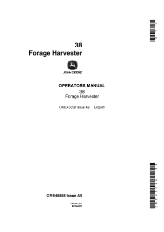 John Deere 38 Forage Harvester Operator’s Manual Instant Download (Publication No.OME45858)