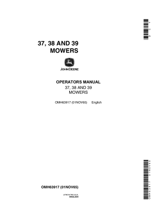 John Deere 38 Mowers Operator’s Manual Instant Download (Publication No.OMH63917)