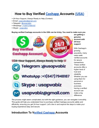 How to Buy Verified Cashapp Accounts (USA)