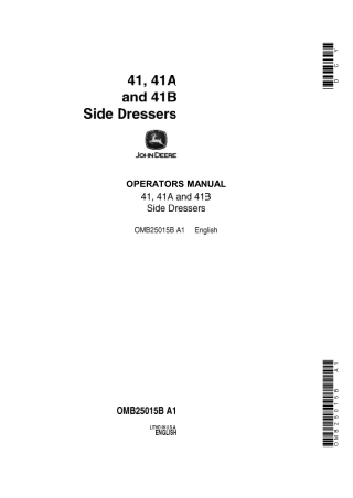 John Deere 41A Side Dressers Operator’s Manual Instant Download (Publication No.OMB25015B)