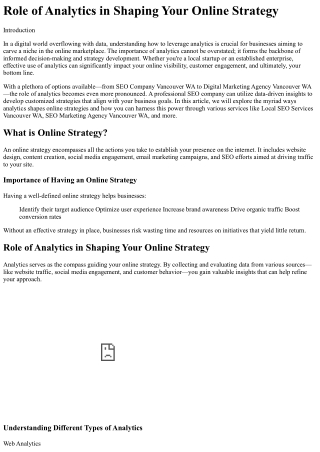 Role of Analytics in Shaping Your Online Strategy