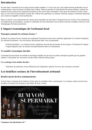 Investir dans l’artisanat local, pourquoi c’est important