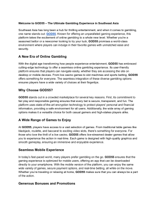 Welcome to GOD55 – The Ultimate Gambling Experience in Southeast Asia (4)