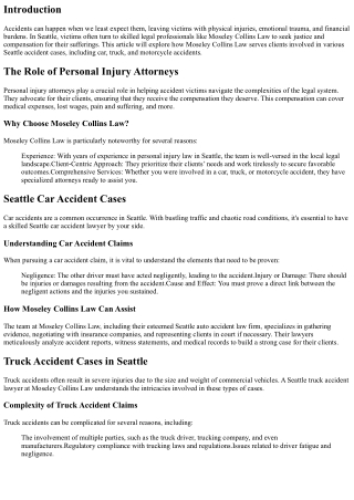 Seeking Justice: How Moseley Collins Law Can Help You with Seattle Accident Case