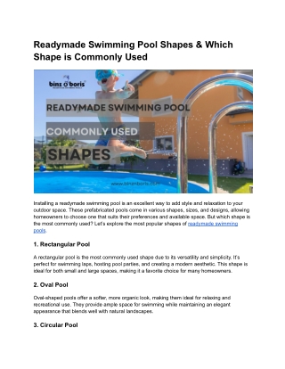 Readymade Swimming Pool Shapes & Which Shape is Commonly Used