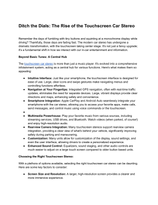 Ditch the Dials_ The Rise of the Touchscreen Car Stereo