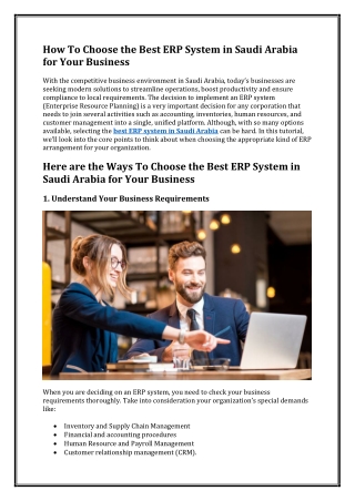 How To Choose the Best ERP System in Saudi Arabia for Your Business