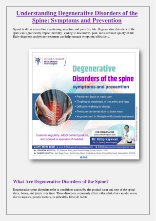 Understanding Degenerative Disorders of the Spine