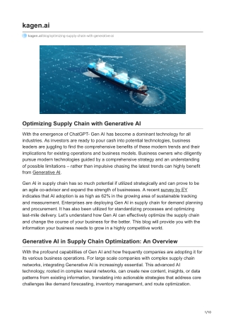 Optimizing Supply Chain with Generative AI