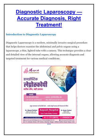 Diagnostic Laparoscopy - Aayush Hospital
