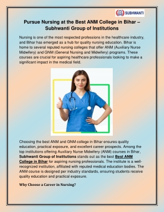 Best GNM College in Bihar