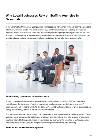 Why Local Businesses Rely on Staffing Agencies in Savannah