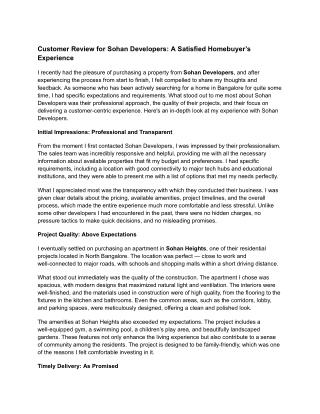 Customer Review for Sohan Developers_ A Satisfied Homebuyer’s Experience